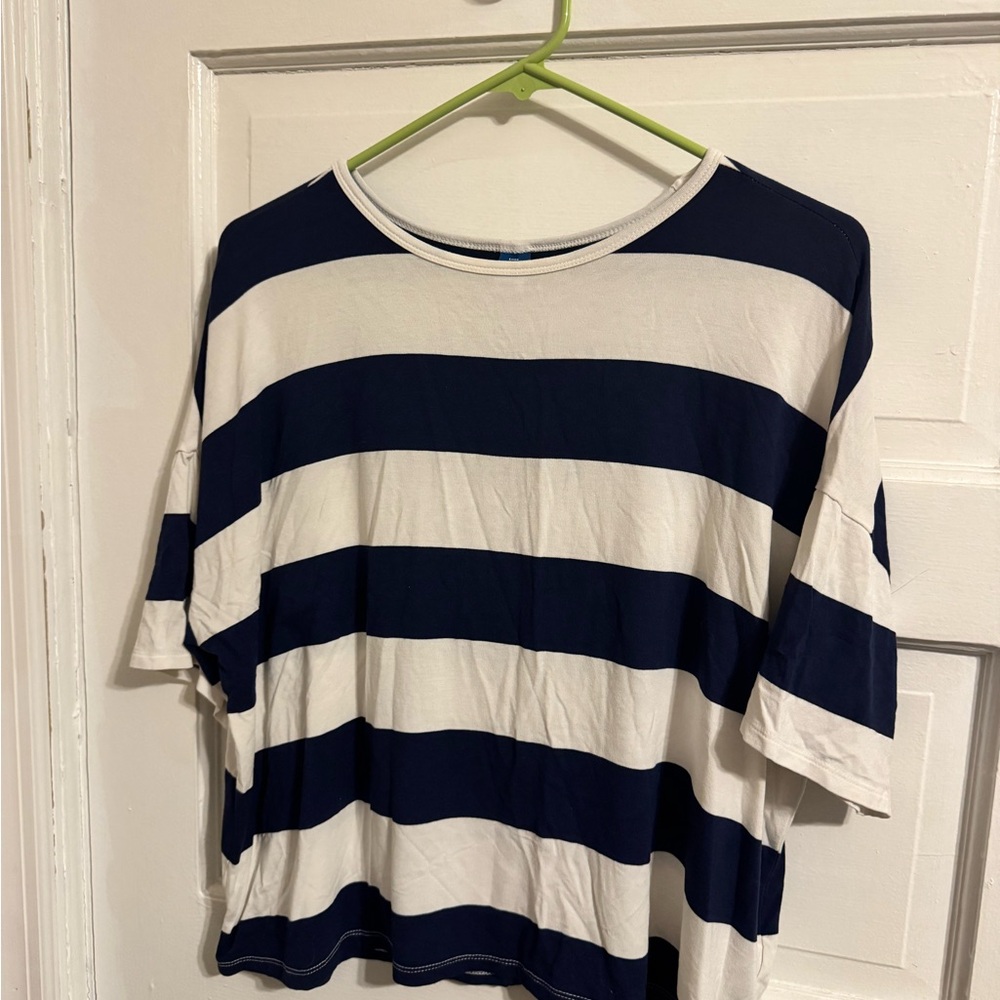 Old Navy Luxe Navy and White Tee